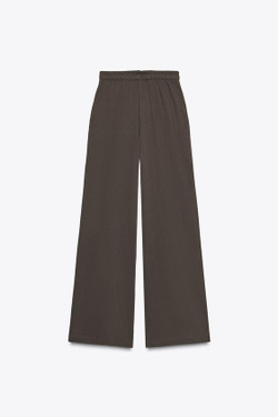 ZARA ПРЯМЫЕ ХЛОПКОВЫЕ БРЮКИ, КОРИЧНЕВЫЙ