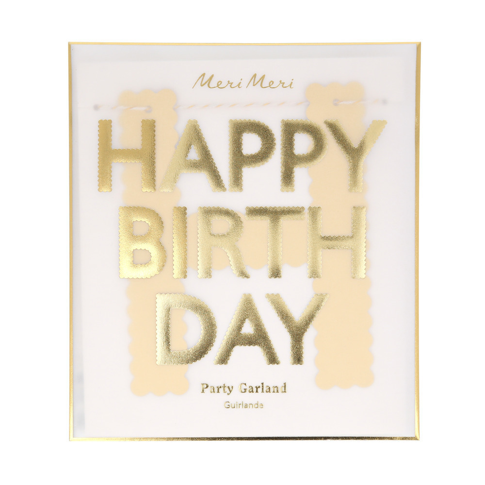 Гирлянда золотая "Happy Birthday" 1.8 м