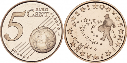 Словения 5 евроцентов, 2007 - 2025 Сеятель XF