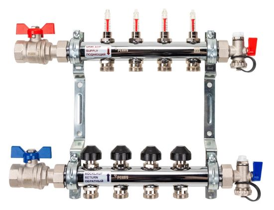 Коллектор Рехау HKV-D 4 контура для тёплого пола с расходомерами (12080413002)