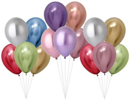Гелиевые шары хром (ассорти) 15 шт | 0043