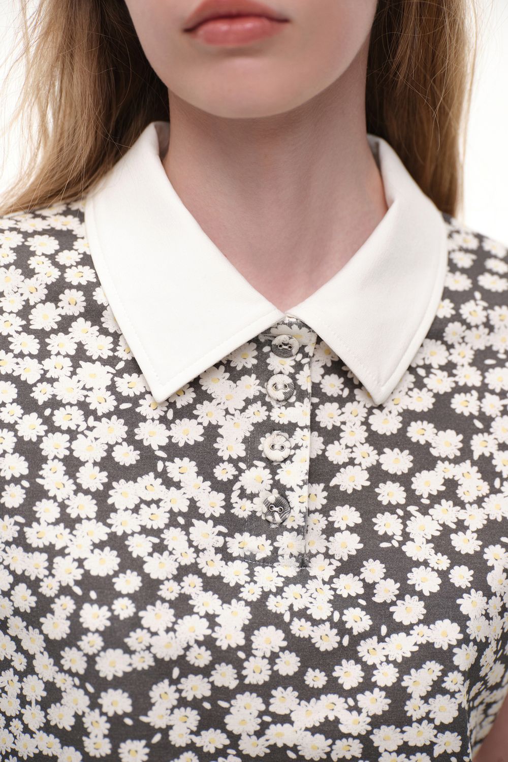 Поло с цветочным принтом (Flower Power), черное