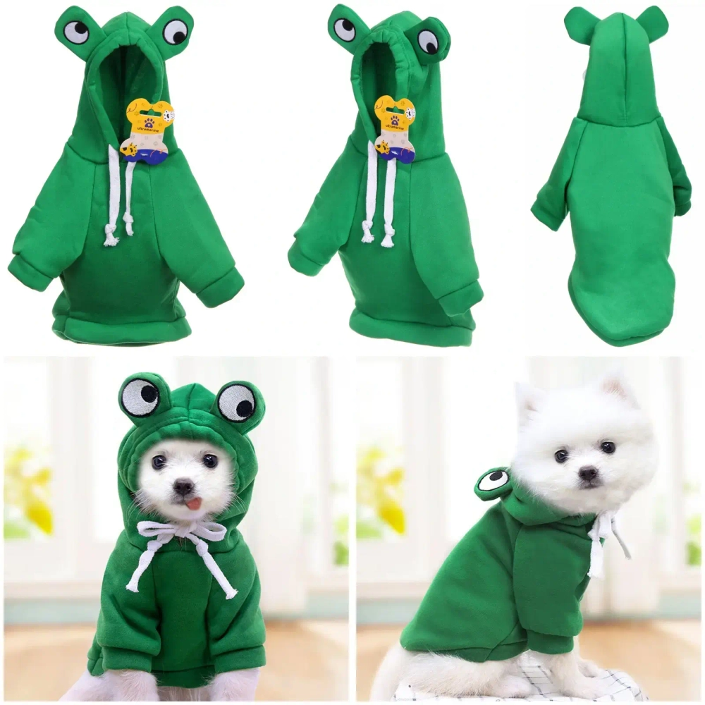 Кофта - толстовка с капюшоном для собак мелких пород «МОДНЫЙ БРО», лягушёнок, размер S (38*25*22см) Ultramarine
