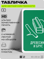 Табличка для сортировки отходов "Древесина и брус", для контейнеров, пунктов раздельного сбора, организаций и дворовых территорий, информационная, 40х30 см, Silver Plane x Айдентика Технолоджи