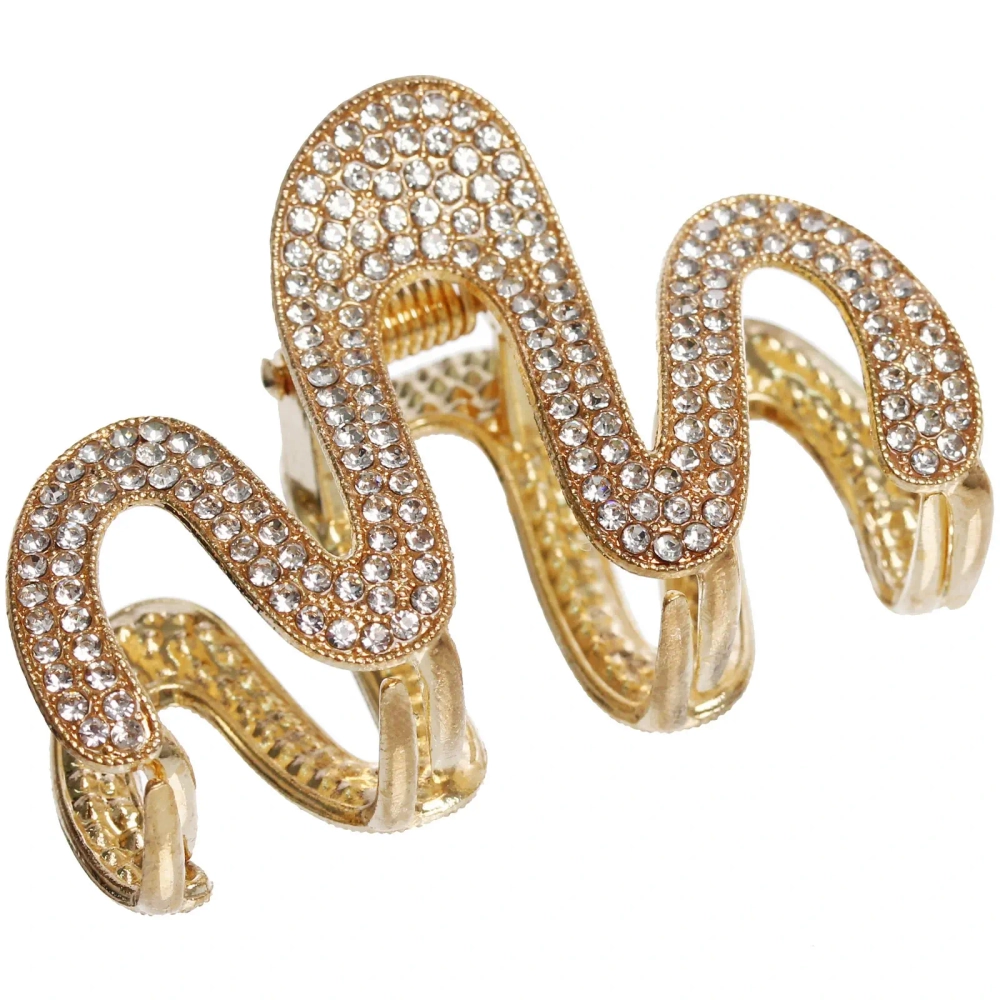 Заколка-краб для волос «AKS - DesignPRO», стразы, вензель, цвет золото и хром, 5,6*3,5см