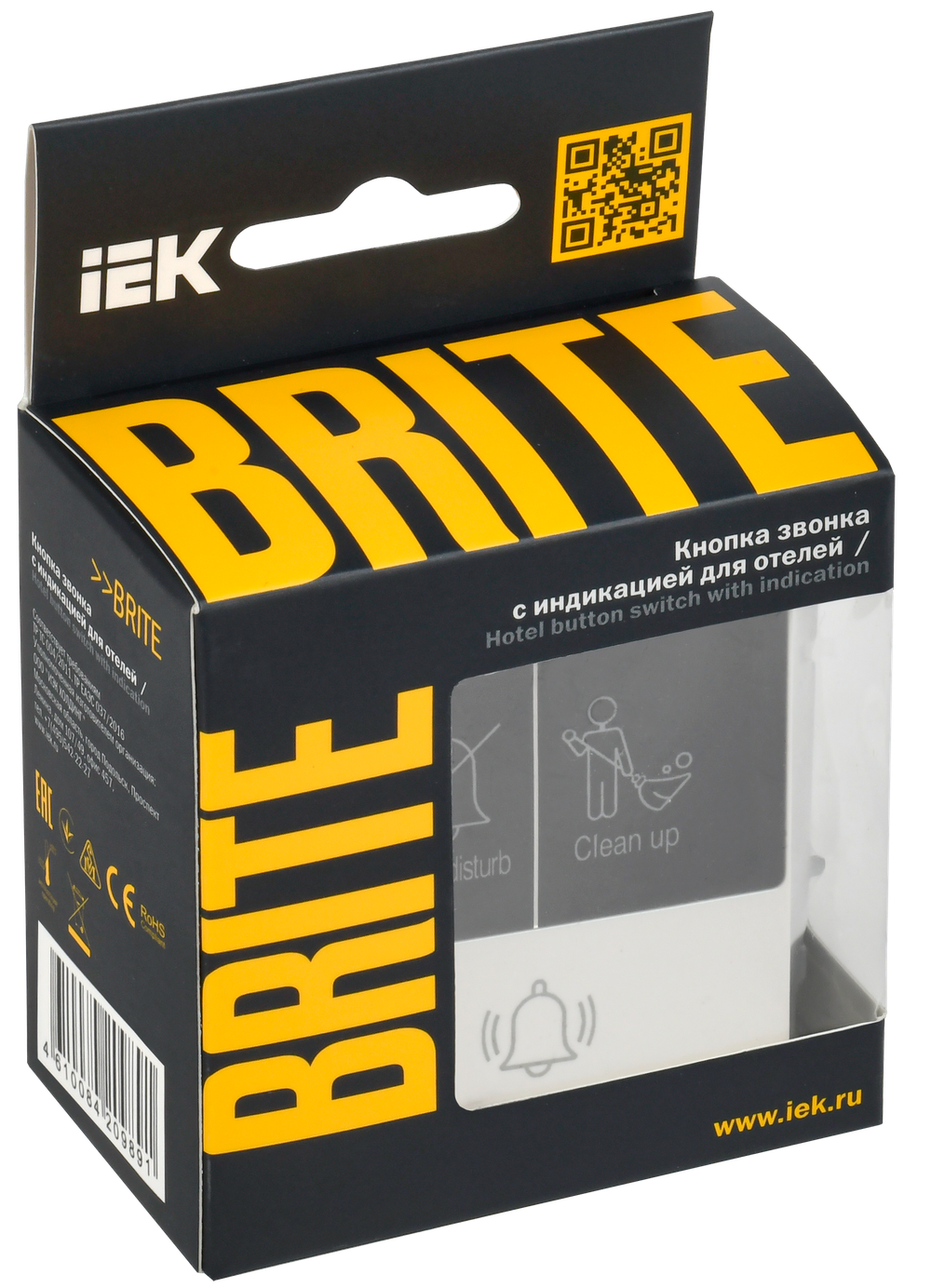 BRITE Кнопка звонка с индикацией для отелей 10А ВС10-1-9-БрЖ жемчуг IEK