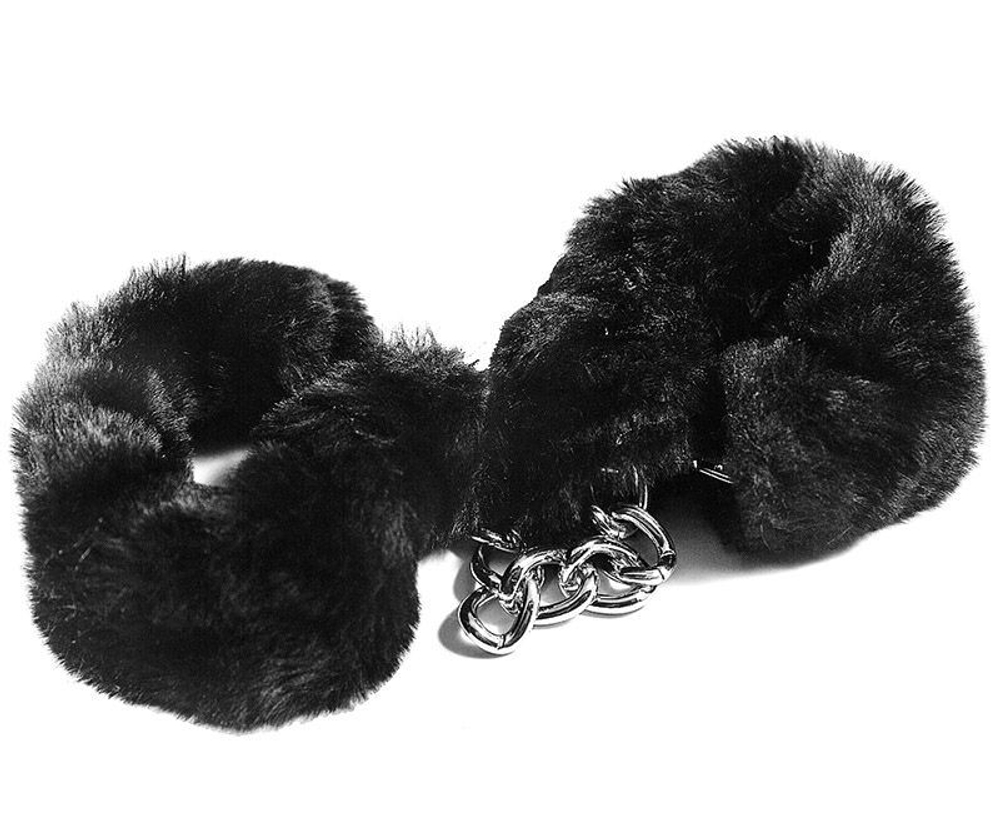 Наручники Vulgar – с черным искусственным мехом, регулируемые