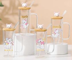 GAEM Кружка с крышкой и трубочкой, 350 мл, L10 W6 H17,5 см, 4в.