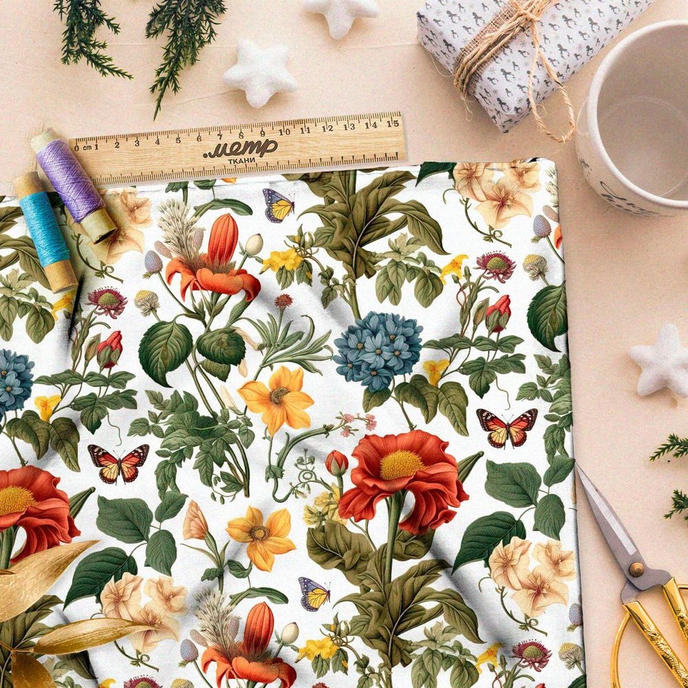 Ткань премиум Оксфорд 600D эффектные цветы