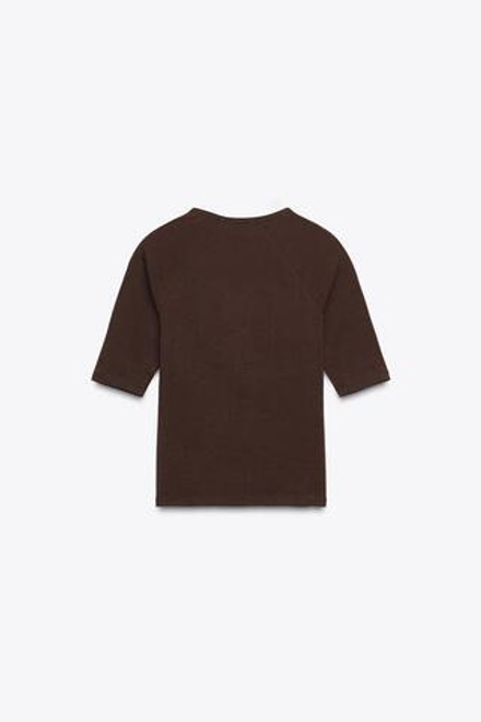 ZARA МЯГКАЯ ФУТБОЛКА, КОРИЧНЕВЫЙ