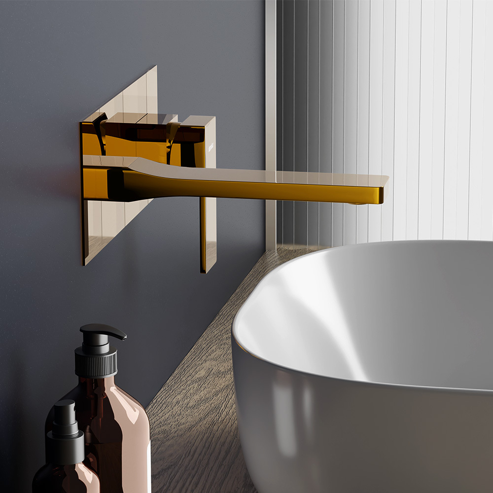 Смеситель для раковины, монтируемый в стену, золото Damixa Gala 530260600