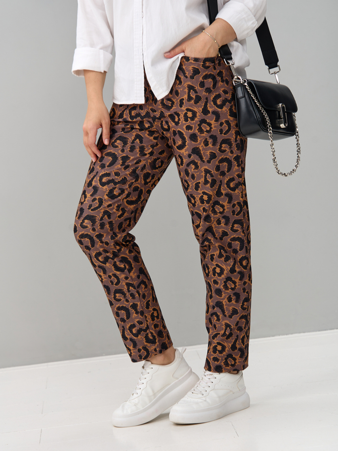 Брюки Бдж-129/кофе-леопард