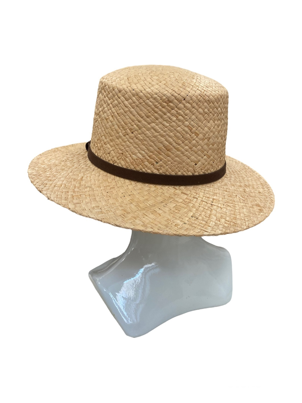 Канотье рафия с коричневым ремешком