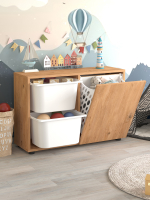 Стеллаж SILA с 2 выдвижными ящиками - сосна