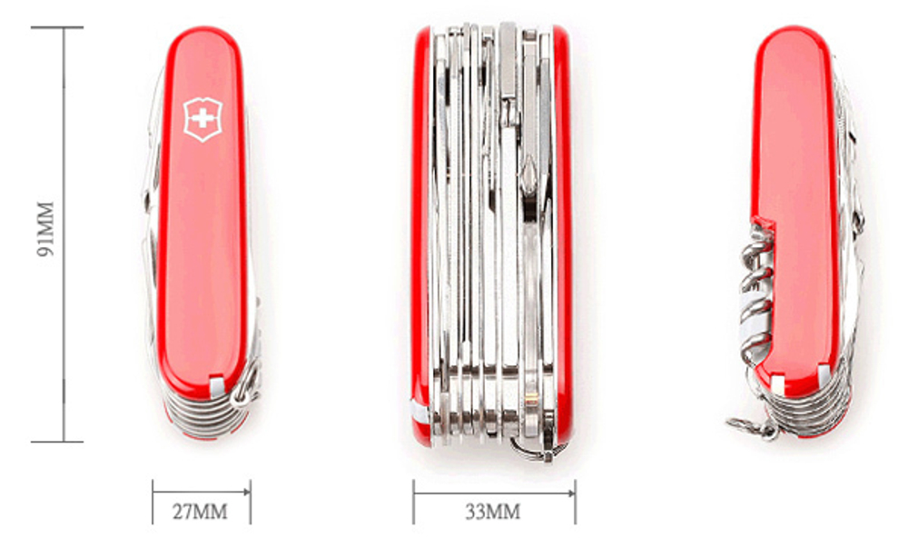 Нож Victorinox SwissChamp, 91 мм, 33 функции, красный