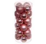 Новогодние шары 6 см (набор 24 шт) «Микс фактур», розовое золото