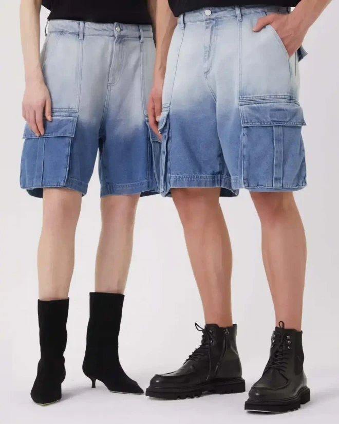 Шорты из денима с эффектом деграде