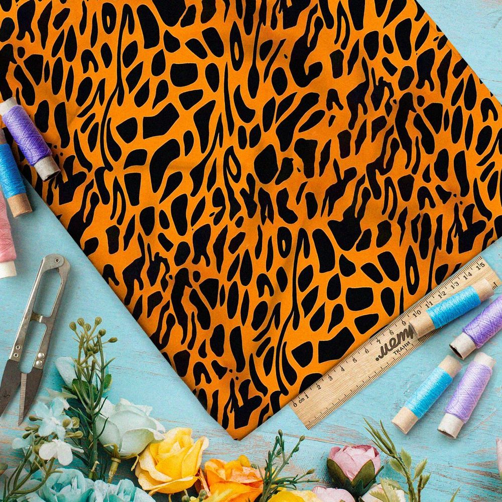 Ткань премиум таффета вариация на тему леопардовой шкуры