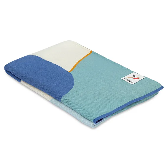 Плед из хлопка с авторским принтом синего цвета из коллекции freak fruit, 130х180 см