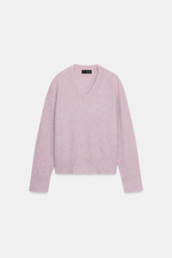 ZARA ТРИКОТАЖНЫЙ ДЖЕМПЕР С ВОРСИСТОЙ ТЕКСТУРОЙ, ЦВЕТ МАЛЬВЫ