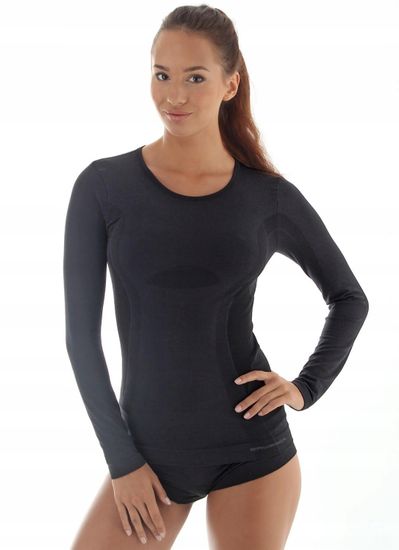 Термофутболка женская с длинным рукавом чёрная BRUBECK Comfort Wool LS1161W