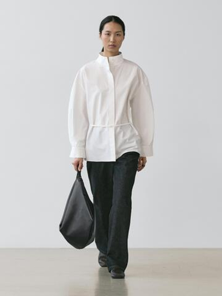 Massimo Dutti Джинсы прямого кроя с высокой талией, темно-синий