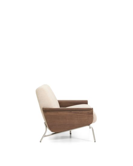 2-местный диван Amsen светло-коричневый с подлокотниками из шпона ореха