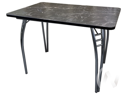 Стол раздвижной Паук (опоры хром/пластик мрамор марквина черный; кромка венге)