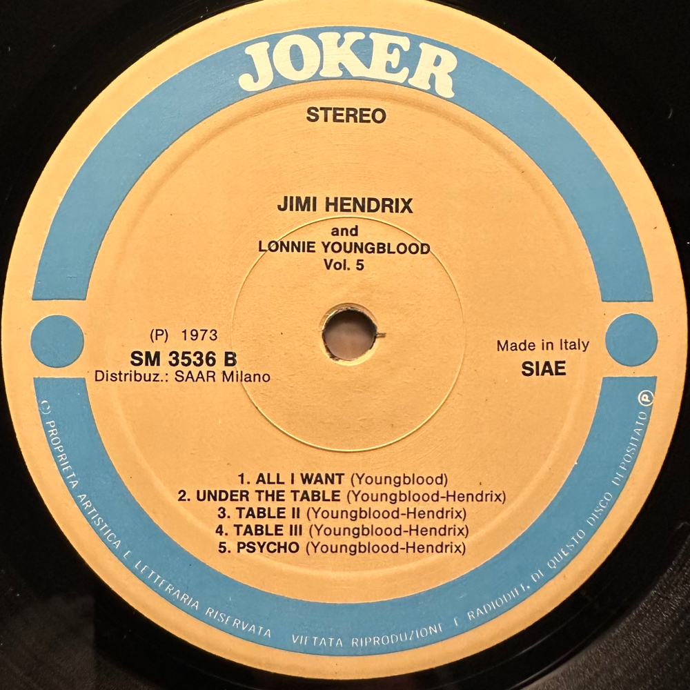 Jimi Hendrix - Lonnie Youngblood ‎– Together (Vol. 5) Италия