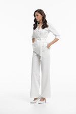 Костюм блуза на запах и брюки клеш из уплотненной поливискозы