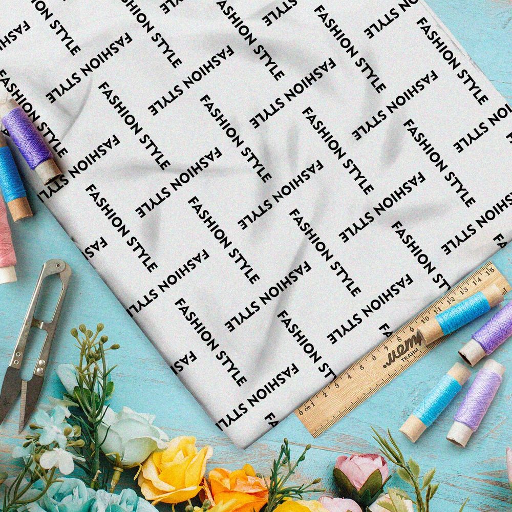 Ткань оксфорд 210 стильная клетка из чёрных надписей на бежевом фоне