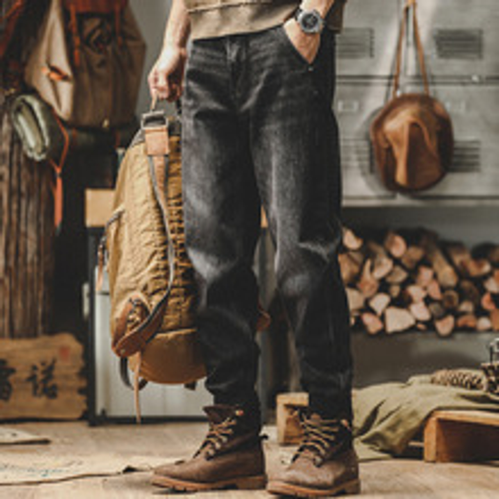 Ретро-джинсы американского стиля, свободные прямые, повседневные универсальные брюки для мужчин, осенний сезон