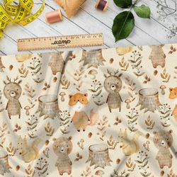 Ткань флис лесные животные сказочные