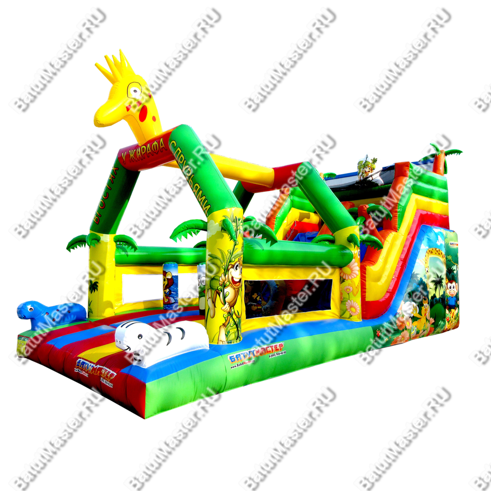 Коммерческий надувной батут "В гостях у жирафа", 9x4x5 м