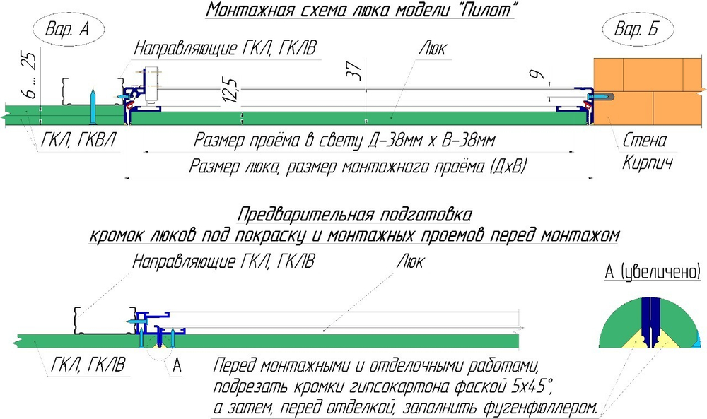 Люк под покраску Пилот  400х 500