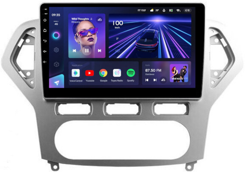 Магнитола для Ford Mondeo 4 2007-2010 (рамка серебро) - Teyes CC3L на Android 10, 8-ядер, CarPlay, 4G SIM-слот