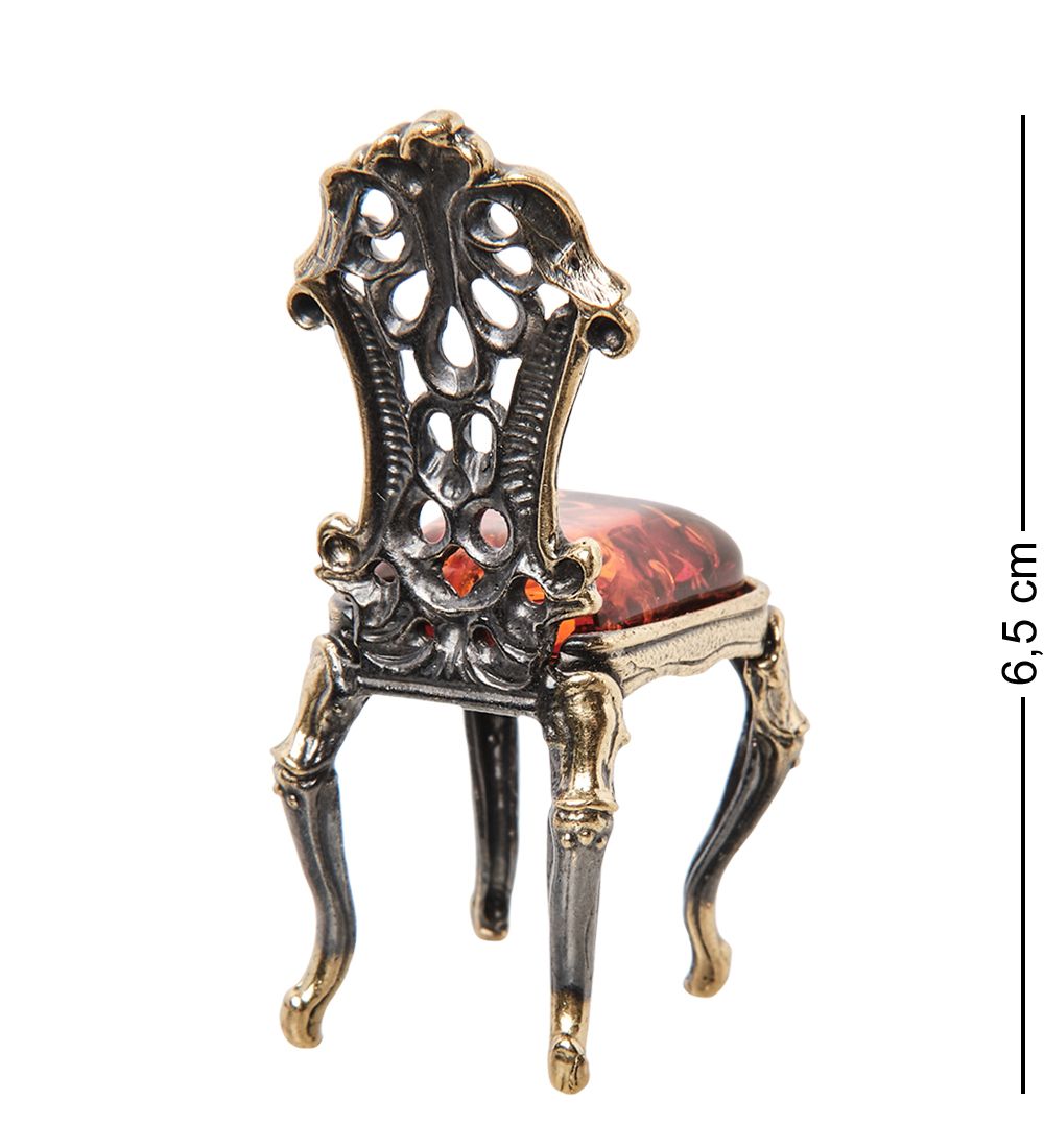 AM-1342 Фигурка «Винтажный стул» (латунь, янтарь)