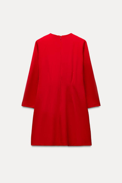 ZARA МИНИ-ПЛАТЬЕ ИЗ КРЕПА, КРАСНЫЙ