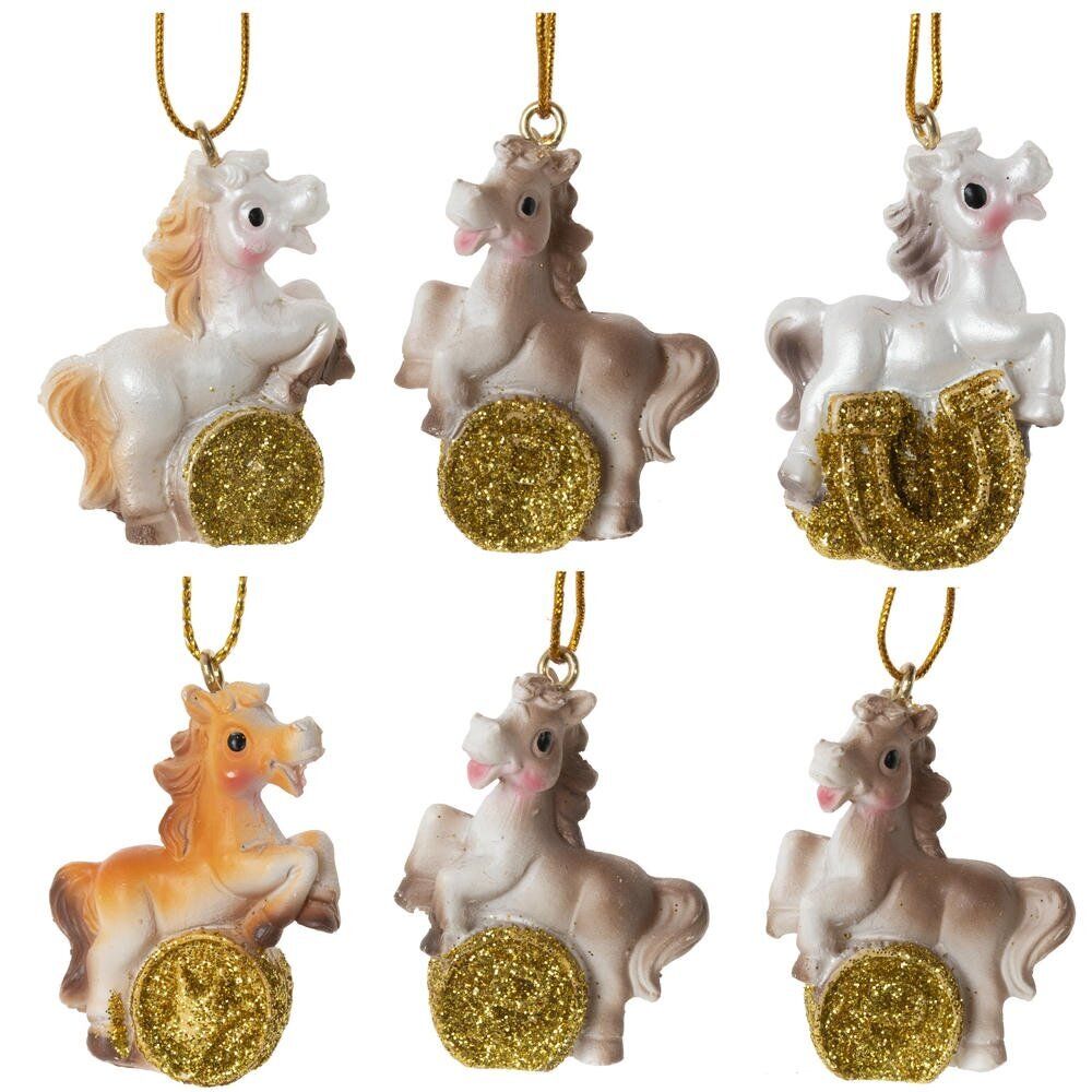 GAEM Фигурка декоративная подвесная "Лошадка", L3 W1,5 H4 см, 6в.