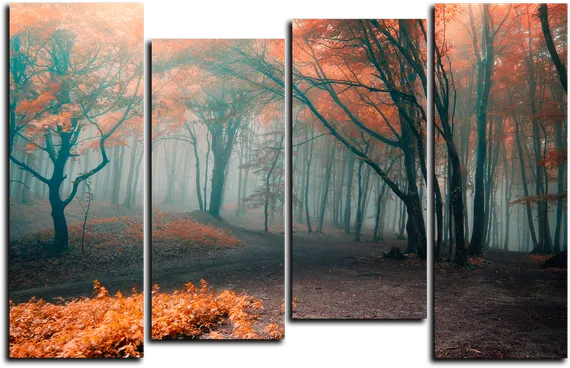 Модульная картина "Туманный лес"
