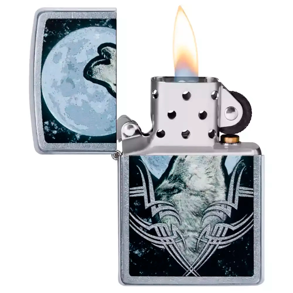 Зажигалка Zippo 49261 Howling Wolf Design, Street Chrome
