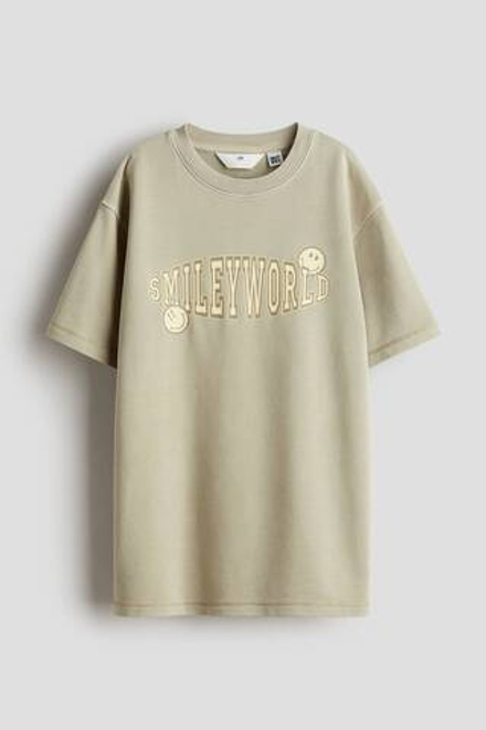 H&M Футболка с принтом белый, бежевый