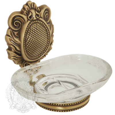 Мыльница настенная Migliore Cleopatra ML.CLE-60.701.BR  стекло прозрачное с матовым декором бронза