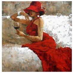 Девушка с бокалом - раскраски  по номерам