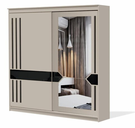 №25 (Мебель-Ти) Шкаф-купе (Меланж) лакобель/черный матовый