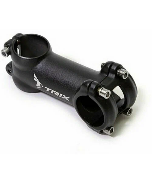 Вынос руля TRIX, алюминиевый кованый, MTB, для безрезьбовой вилки 1-1/8", под руль 31,8мм, четырехболтовый,  l-60мм, угол +15°, матовый черный (50)