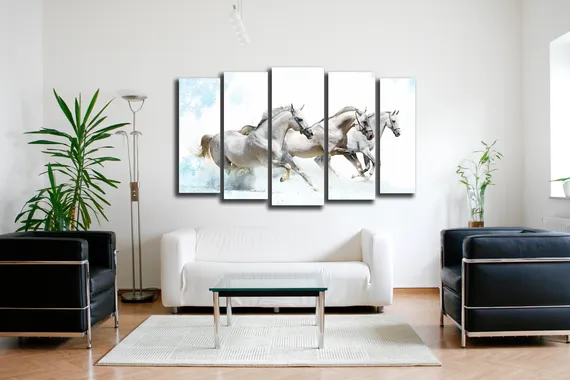 Модульная картина "Три белых коня"