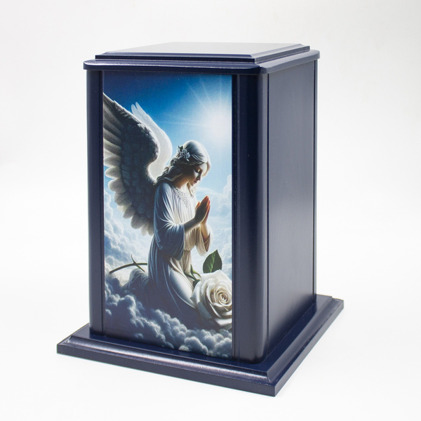 Урна для праха "Пантеон" синяя Ангел в молитве