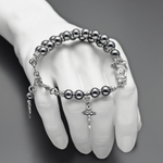 Браслет из гематита с крестиком и богоматерью "Rico La Cara"  AMX003209