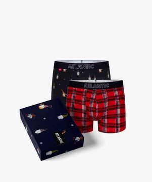 Трусы мужские боксеры (2шт), Atlantic 2GMH-019, темно-синие + красные
